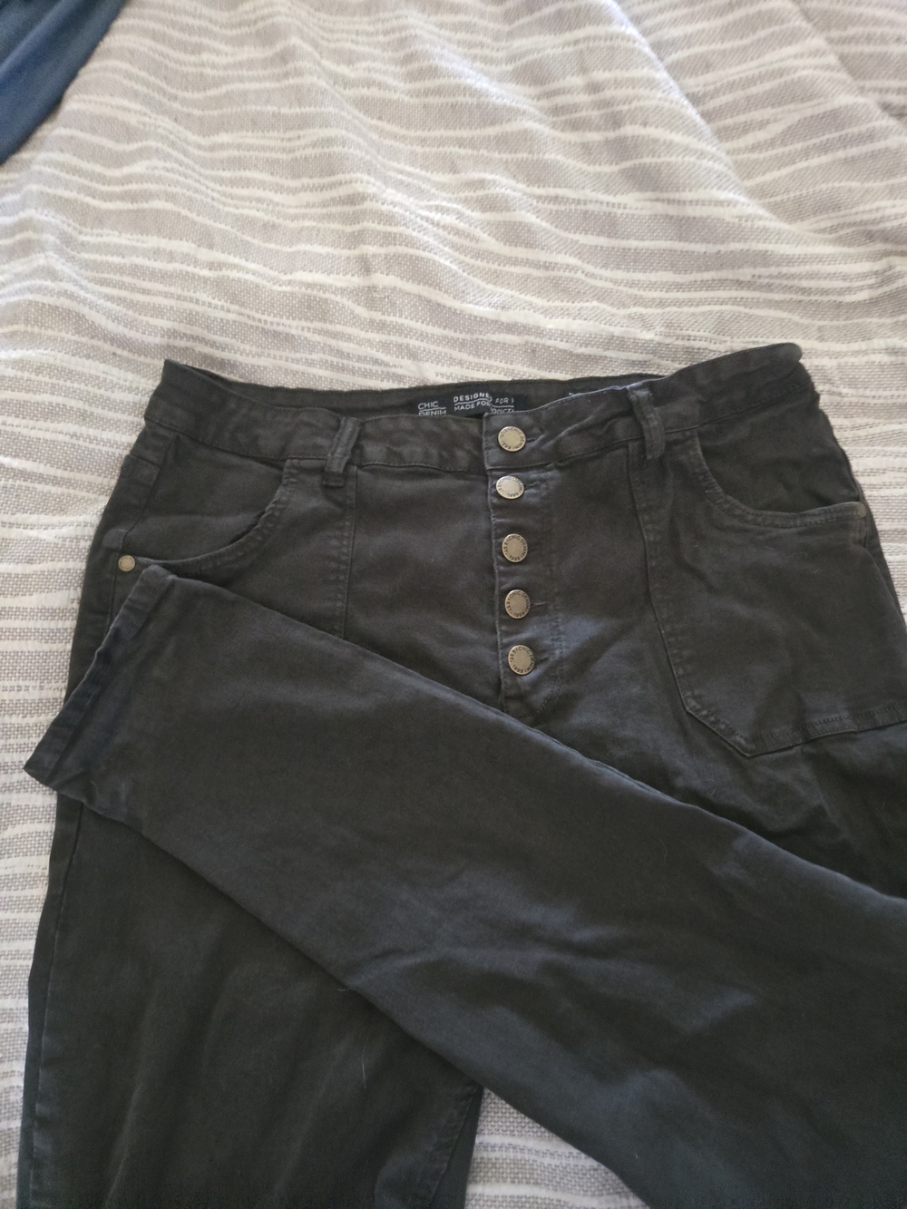 Chic Olive Green High-Rise Button Fly Skinny Jeans Plus Size 18
